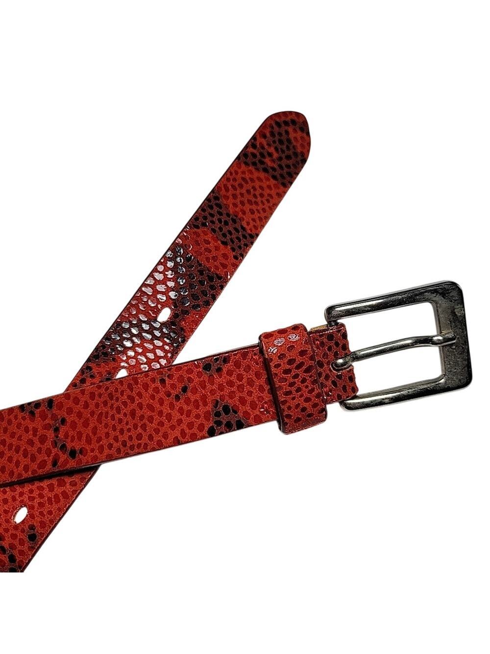 Express Women's Belt Red Faux Snakeskin Size Small 28 Leather made in Italy